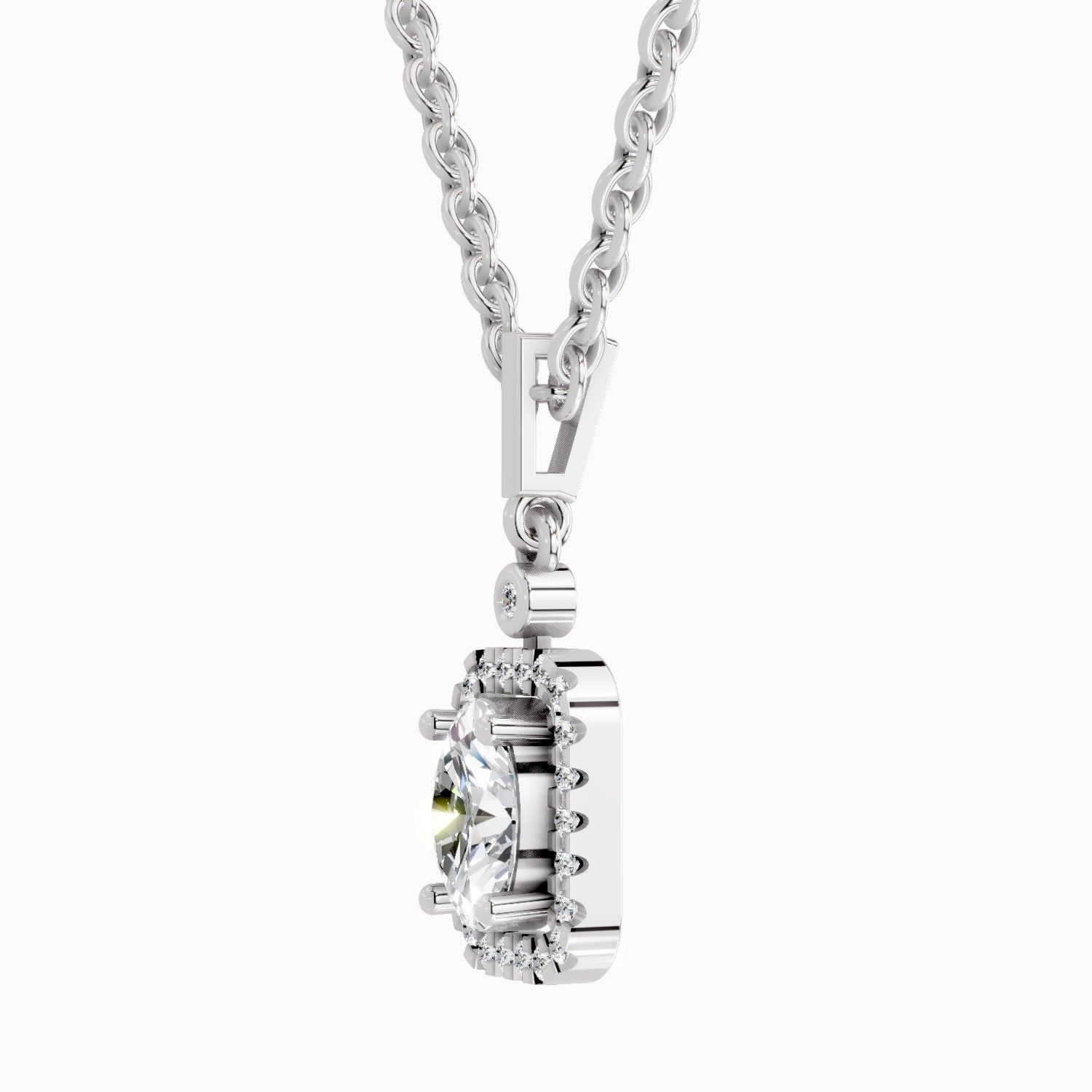 1.02 Carat Oval Halo Shine Pendant 14K - White Gold
