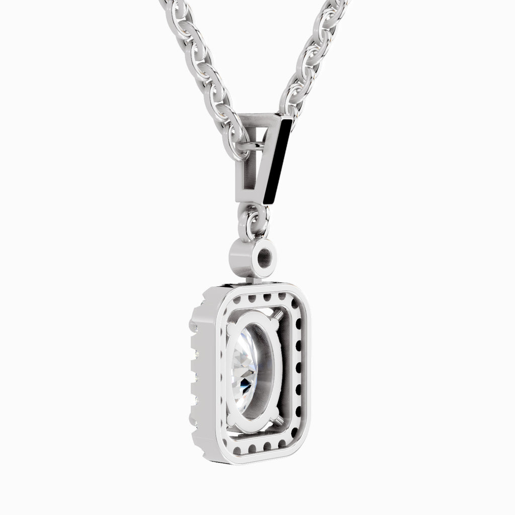 1.02 Carat Oval Halo Shine Pendant 14K - White Gold