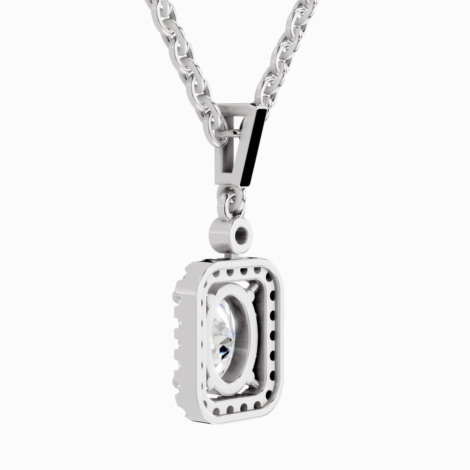 1.02 Carat Oval Halo Shine Pendant 14K - White Gold