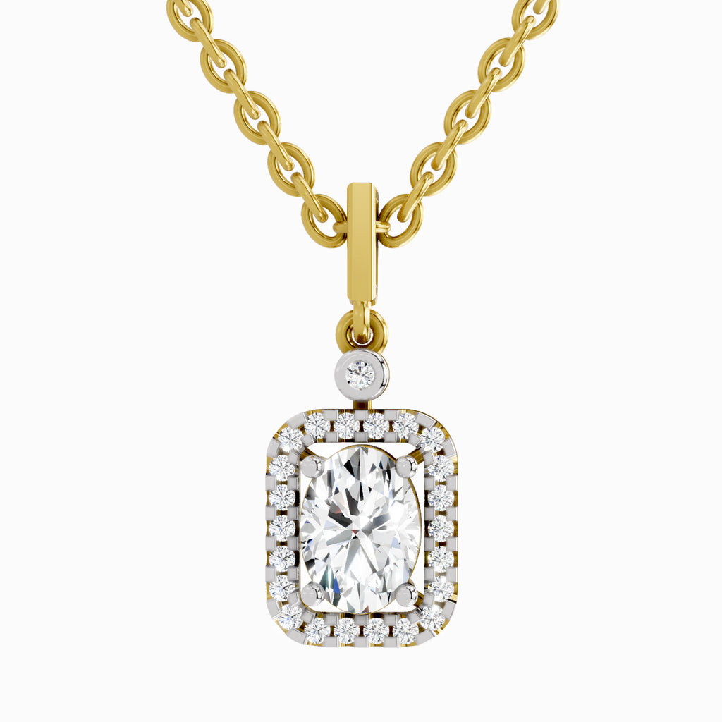 1.02 Carat Oval Halo Shine Pendant 14K