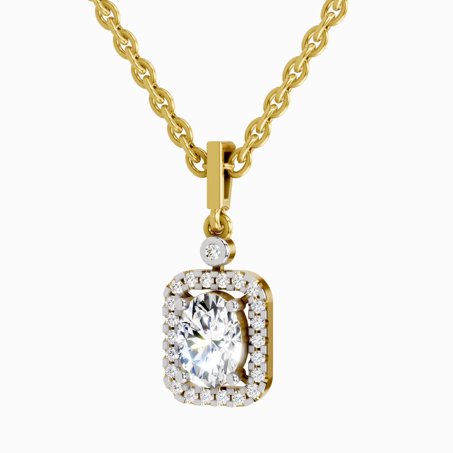 1.02 Carat Oval Halo Shine Pendant 14K