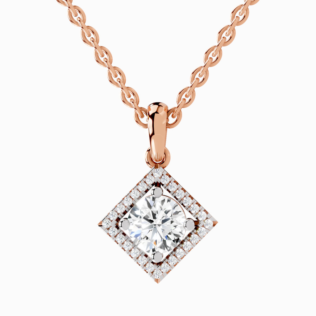 0.9 Carat Halo Pendant 14K Gold - Rose Gold