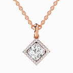0.9 Carat Halo Pendant 14K Gold - Rose Gold
