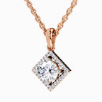 0.9 Carat Halo Pendant 14K Gold - Rose Gold
