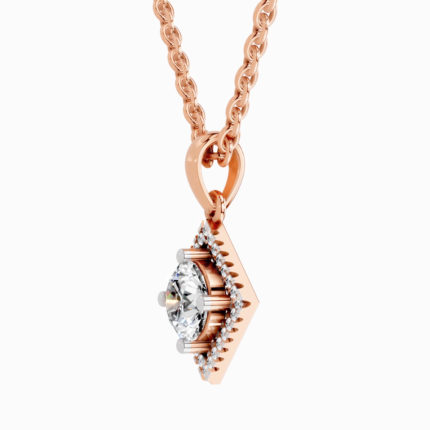 0.9 Carat Halo Pendant 14K Gold - Rose Gold
