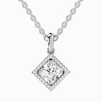 0.9 Carat Halo Pendant 14K Gold - White Gold