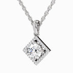 0.9 Carat Halo Pendant 14K Gold - White Gold