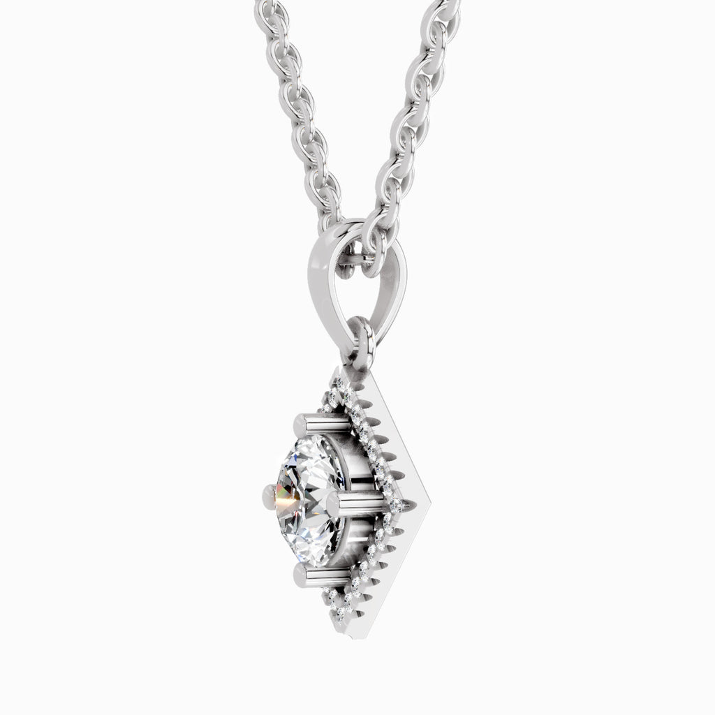 0.9 Carat Halo Pendant 14K Gold - White Gold