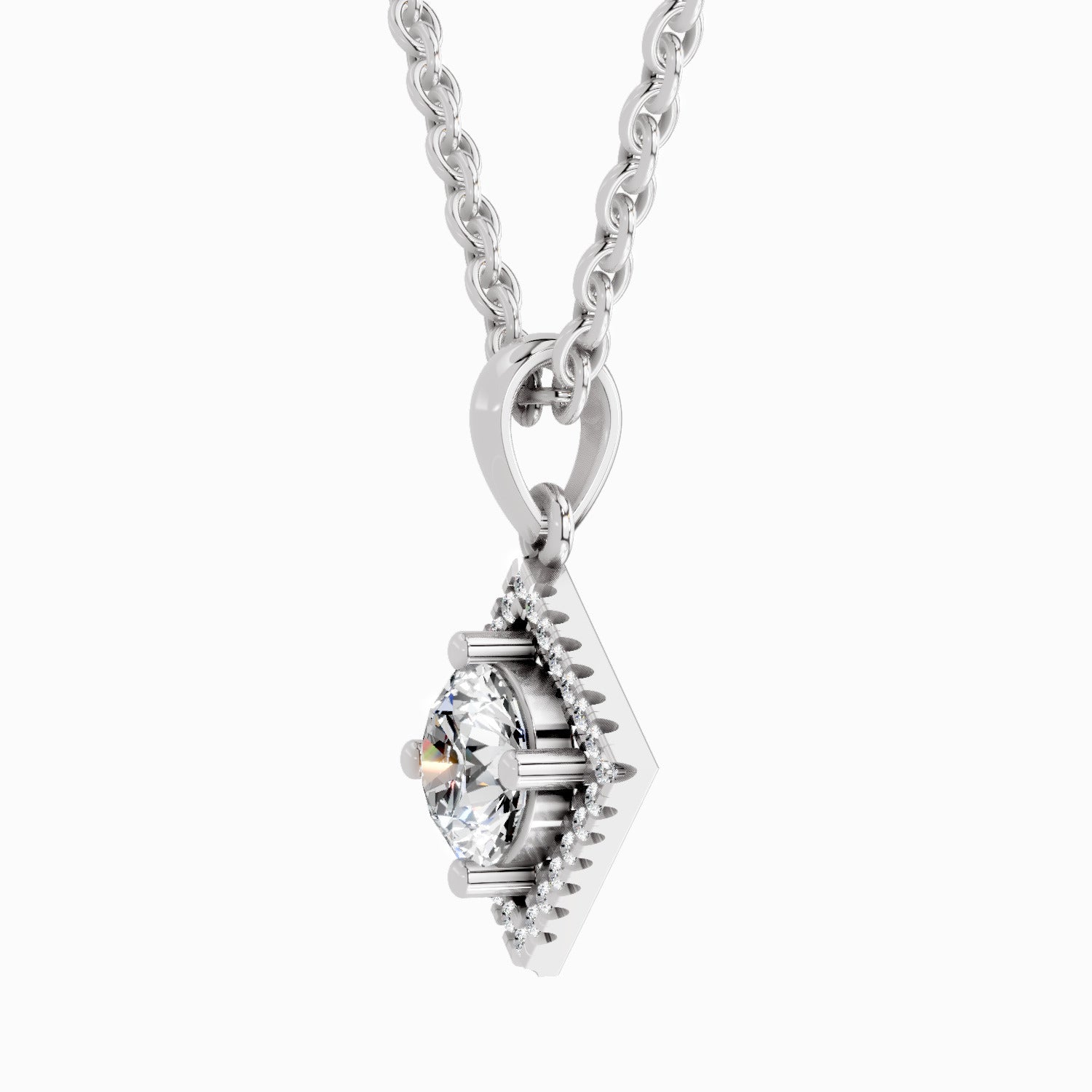 0.9 Carat Halo Pendant 14K Gold - White Gold