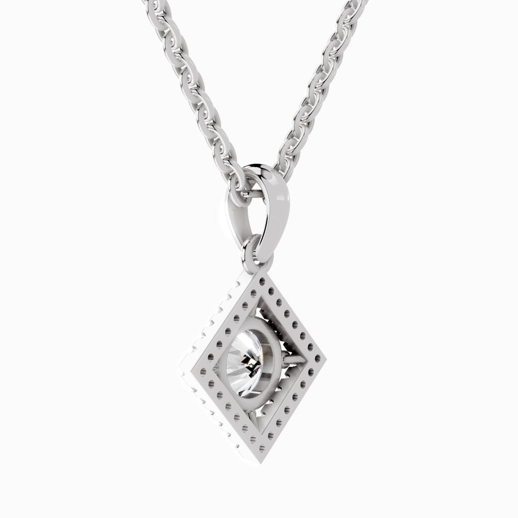 0.9 Carat Halo Pendant 14K Gold - White Gold
