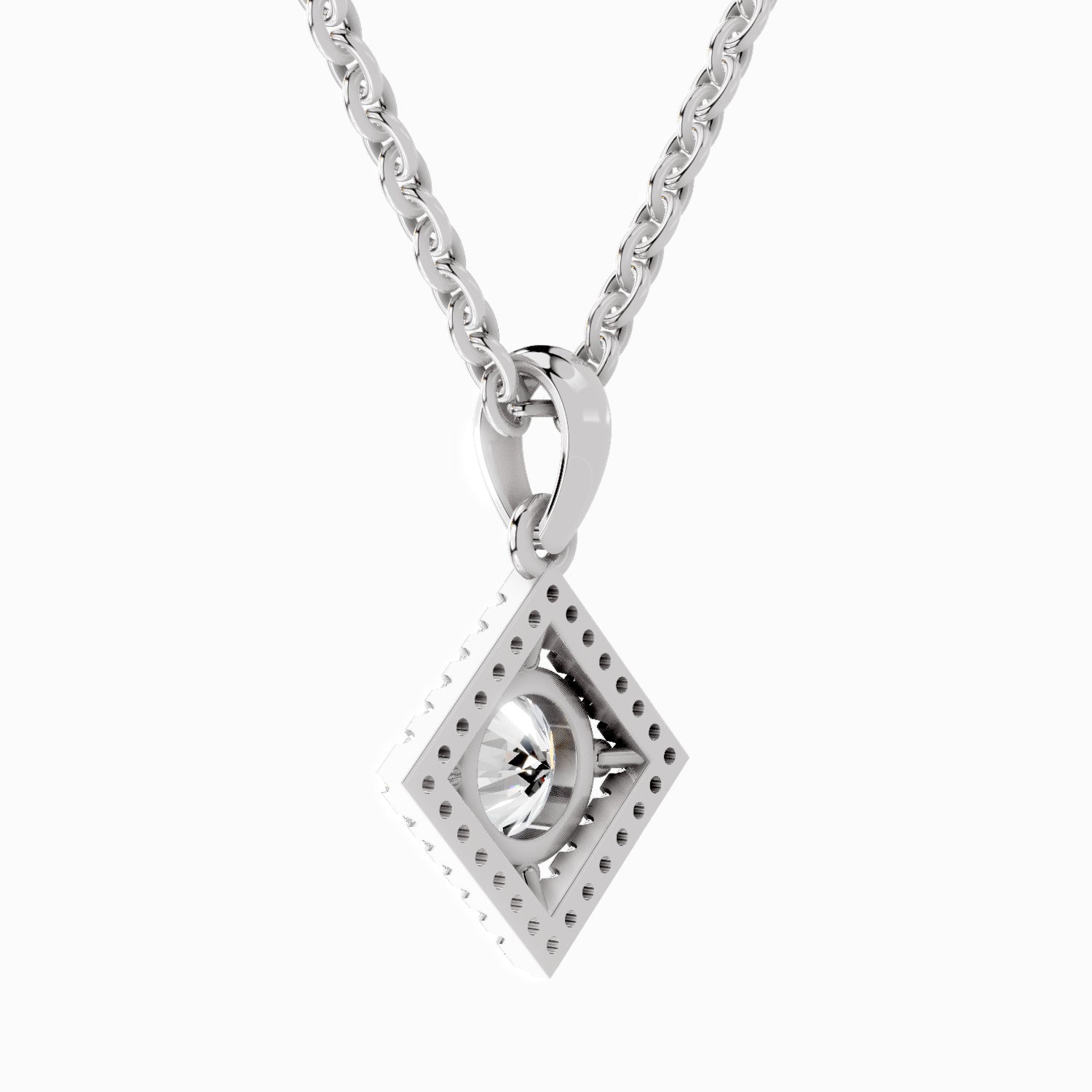 0.9 Carat Halo Pendant 14K Gold - White Gold