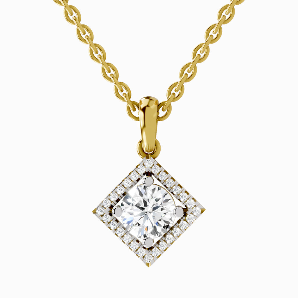 0.9 Carat Halo Pendant 14K Gold