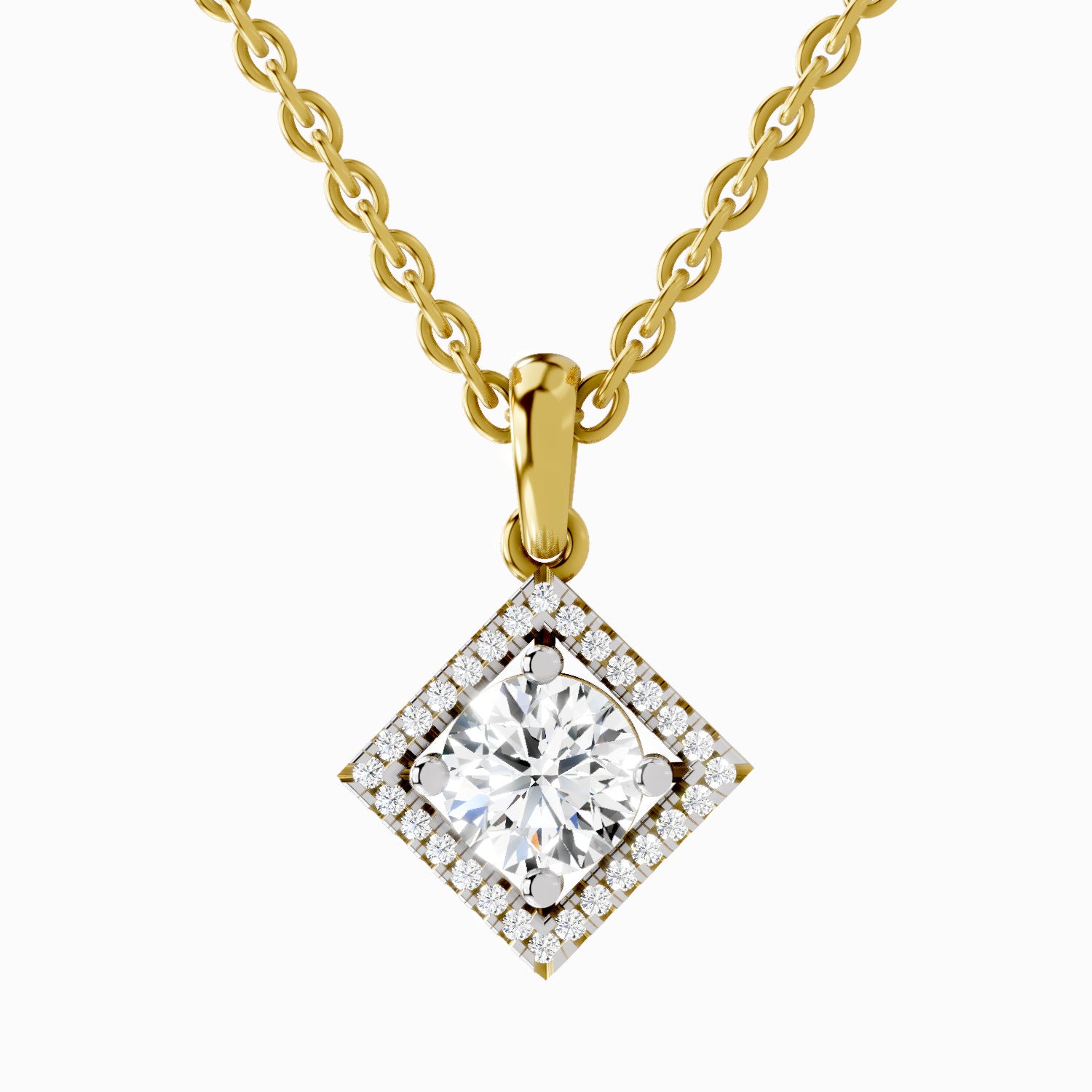 0.9 Carat Halo Pendant 14K Gold