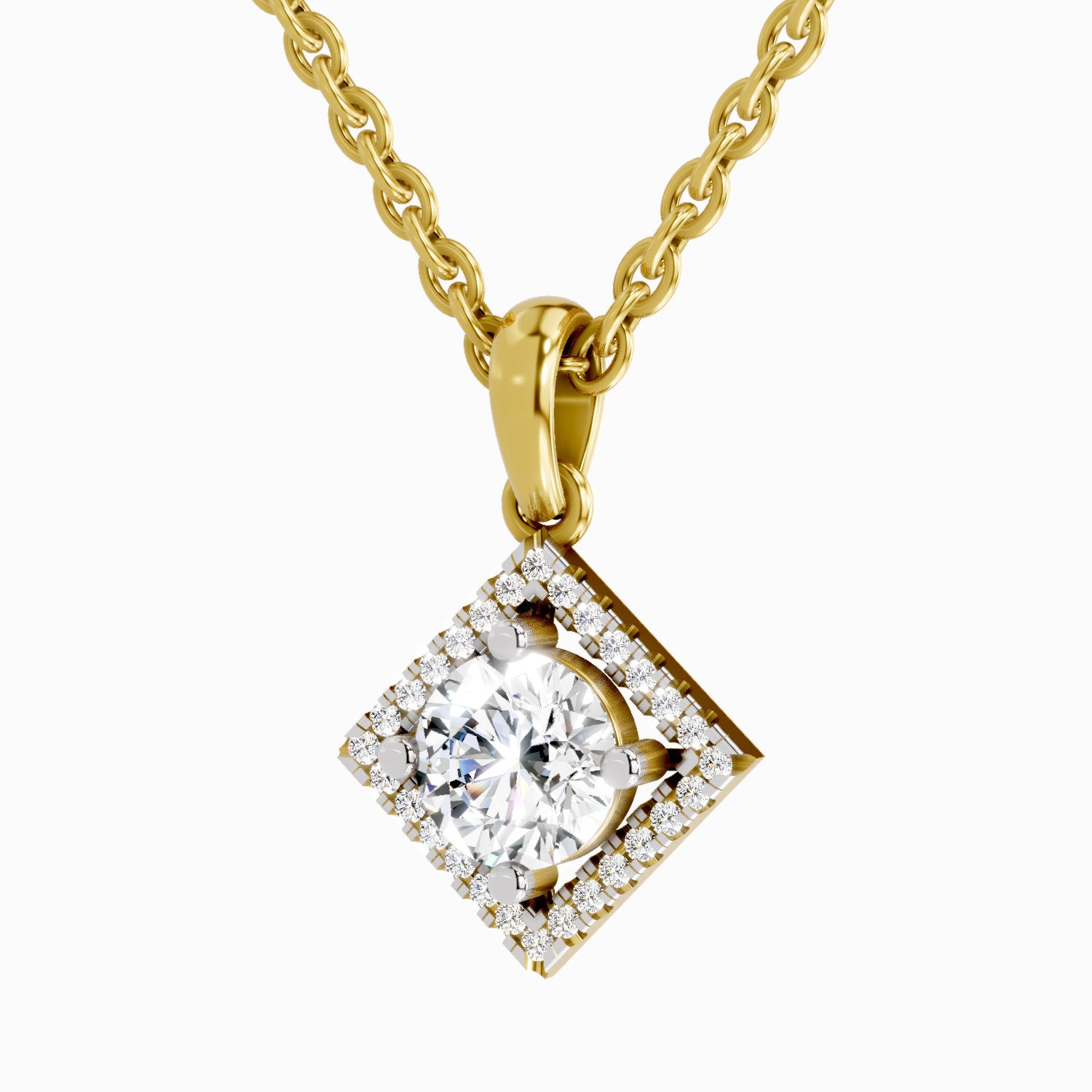 0.9 Carat Halo Pendant 14K Gold