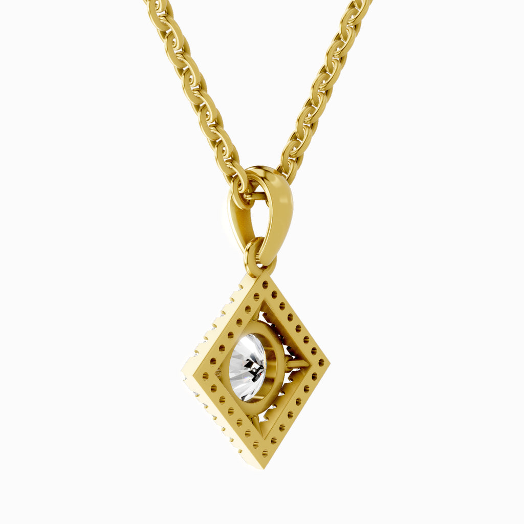 0.9 Carat Halo Pendant 14K Gold