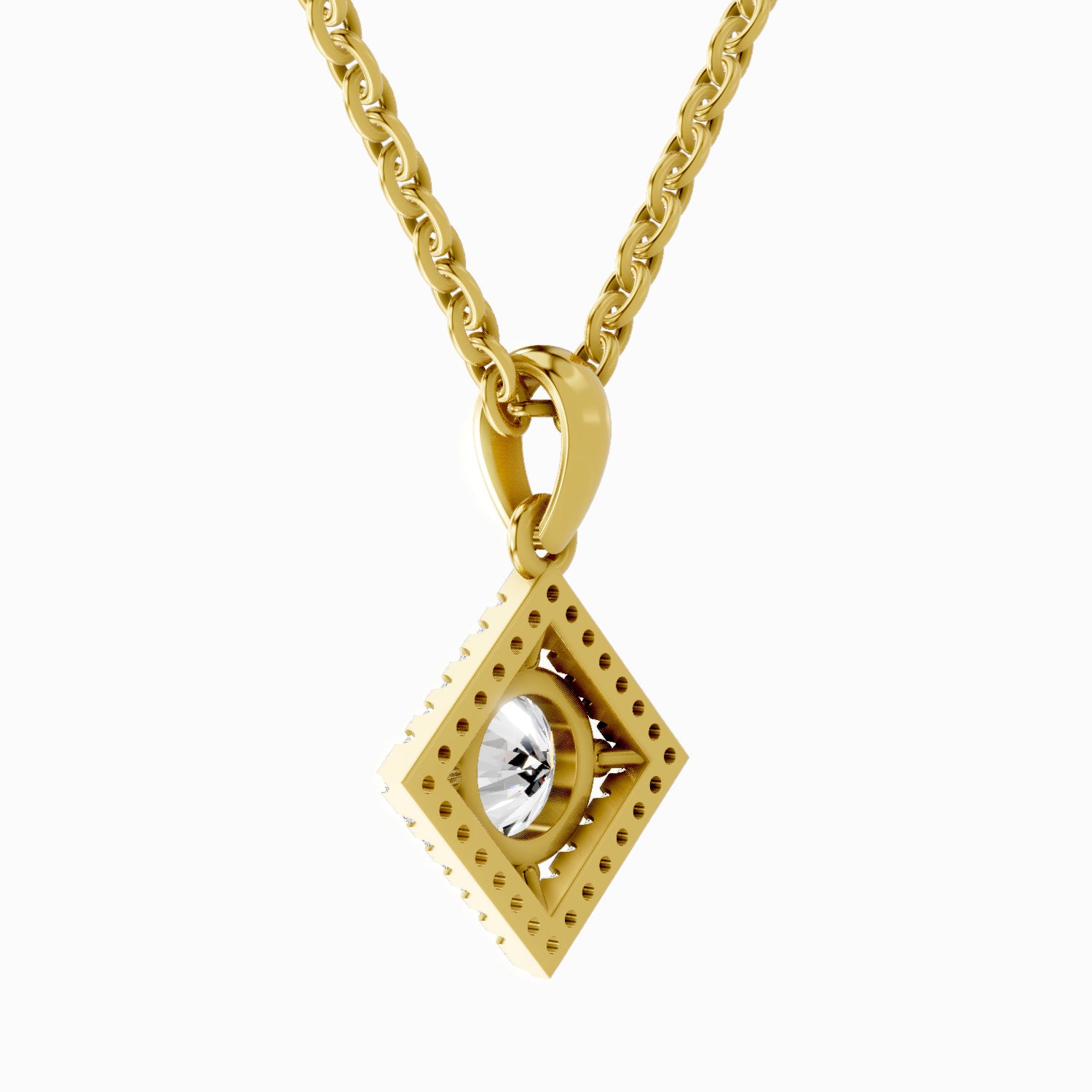 0.9 Carat Halo Pendant 14K Gold
