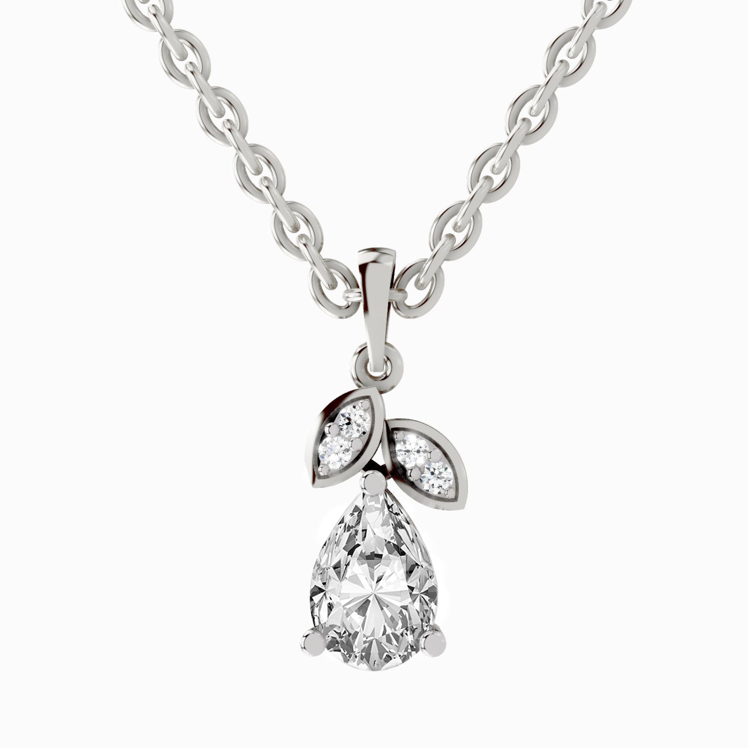 1.03 Carat Pear Blossom Pendant 14K Gold - White Gold