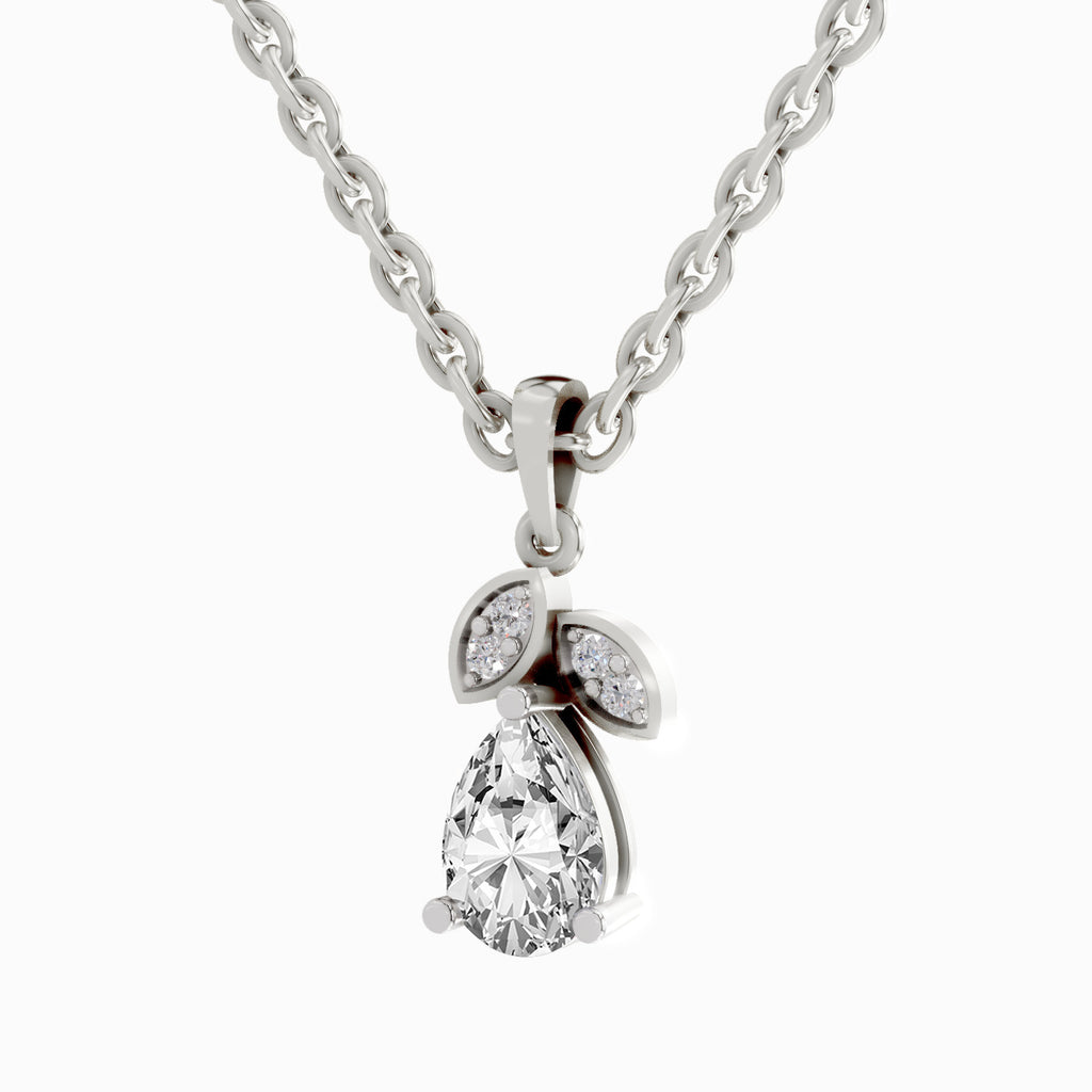 1.03 Carat Pear Blossom Pendant 14K Gold - White Gold