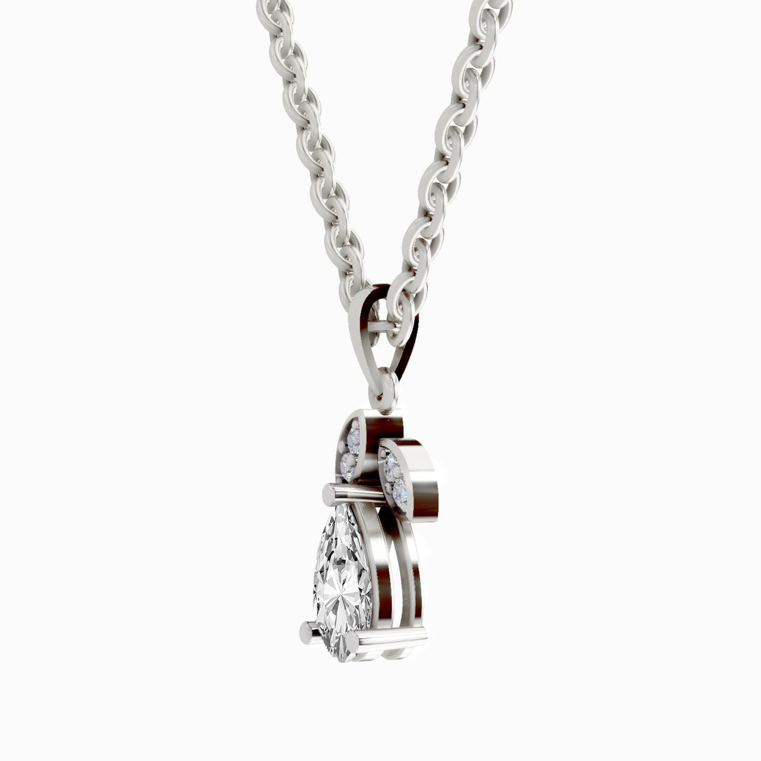 1.03 Carat Pear Blossom Pendant 14K Gold - White Gold