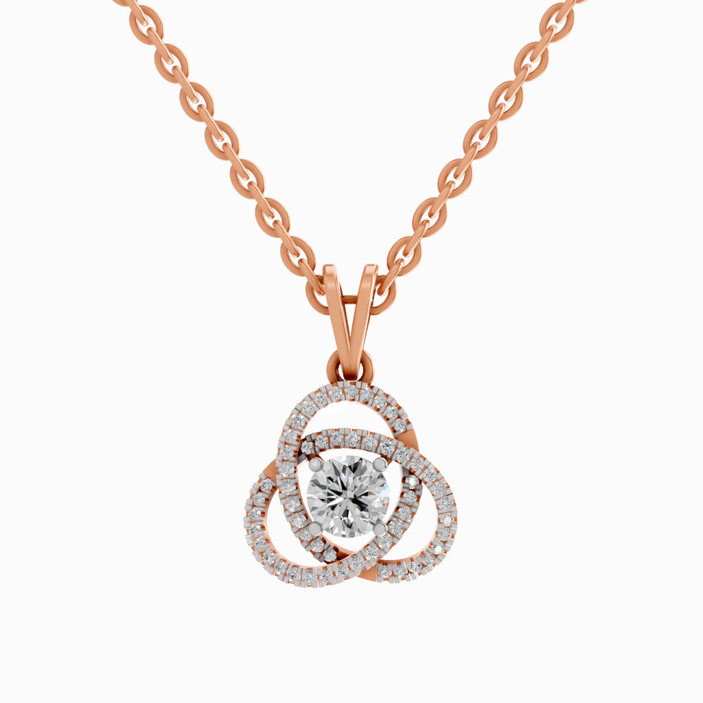 0.50 Carat Infinity Knot Halo Diamond Pendant 14K - Rose Gold