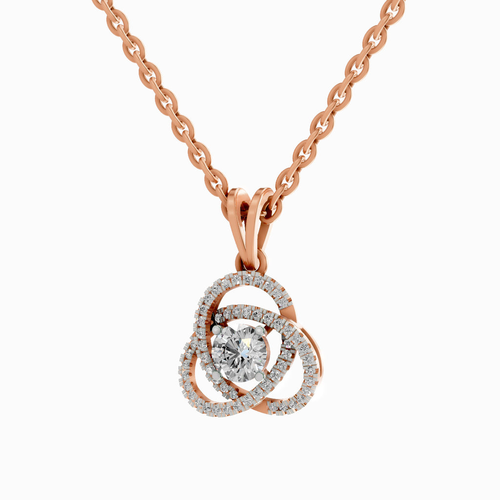 0.50 Carat Infinity Knot Halo Diamond Pendant 14K - Rose Gold