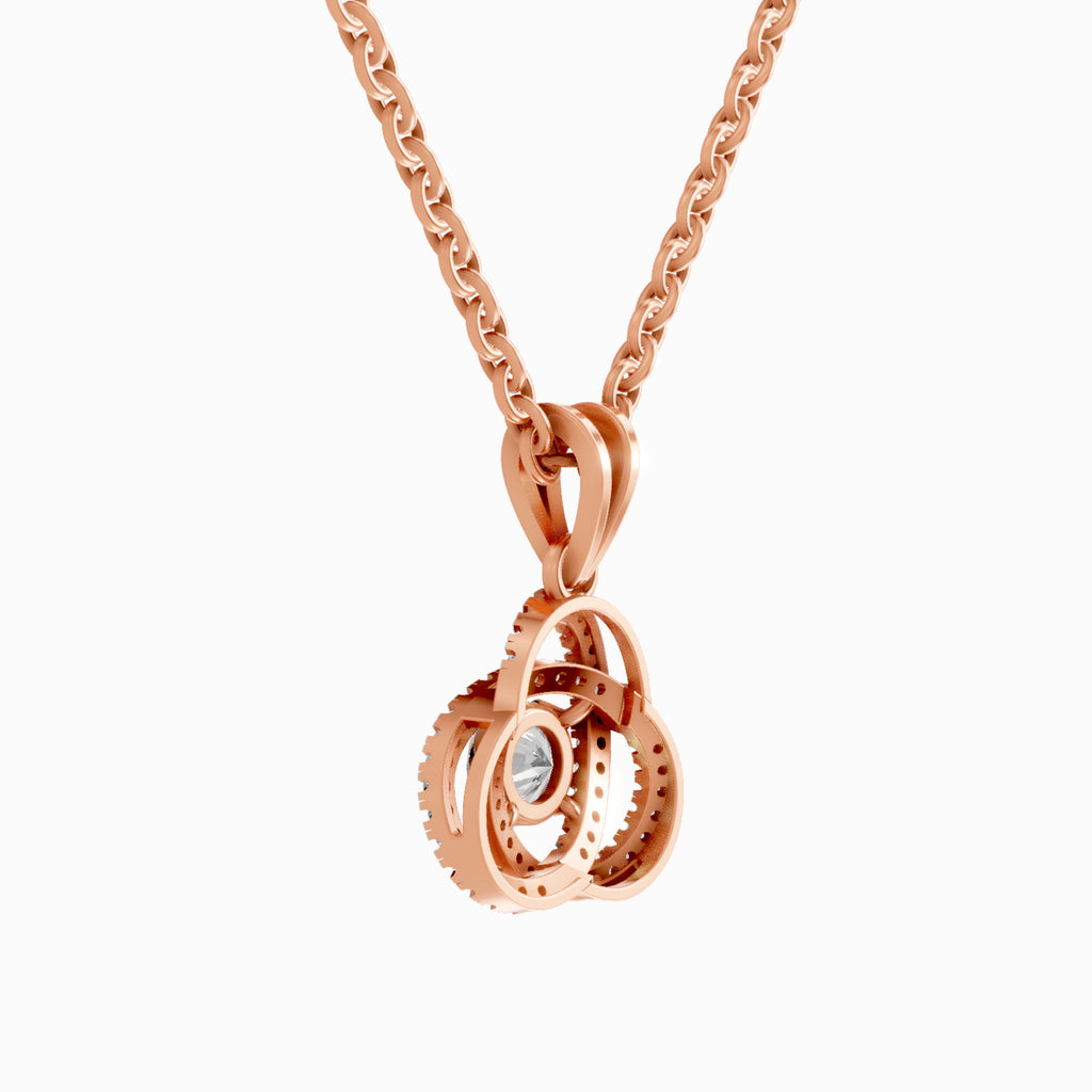 0.50 Carat Infinity Knot Halo Diamond Pendant 14K - Rose Gold