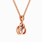 0.50 Carat Infinity Knot Halo Diamond Pendant 14K - Rose Gold