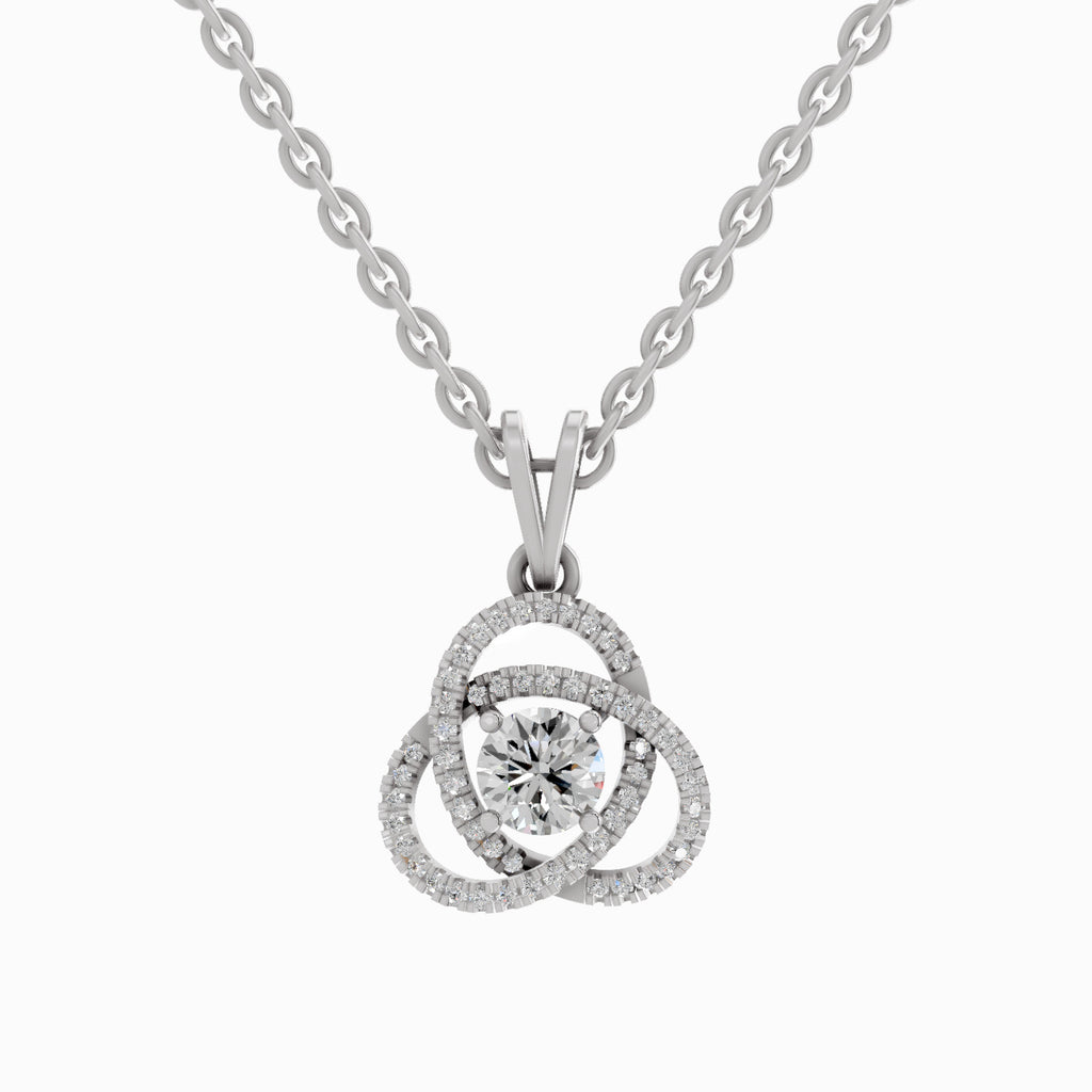0.50 Carat Infinity Knot Halo Diamond Pendant 14K - White Gold