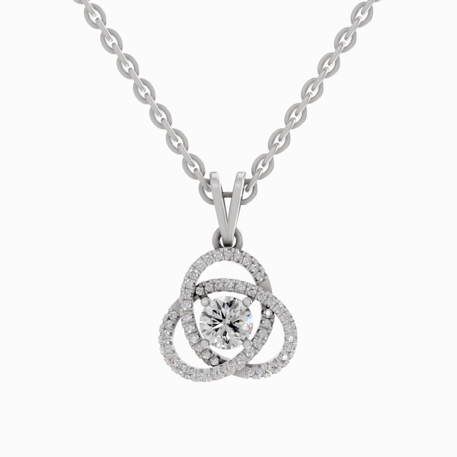 0.50 Carat Infinity Knot Halo Diamond Pendant 14K - White Gold