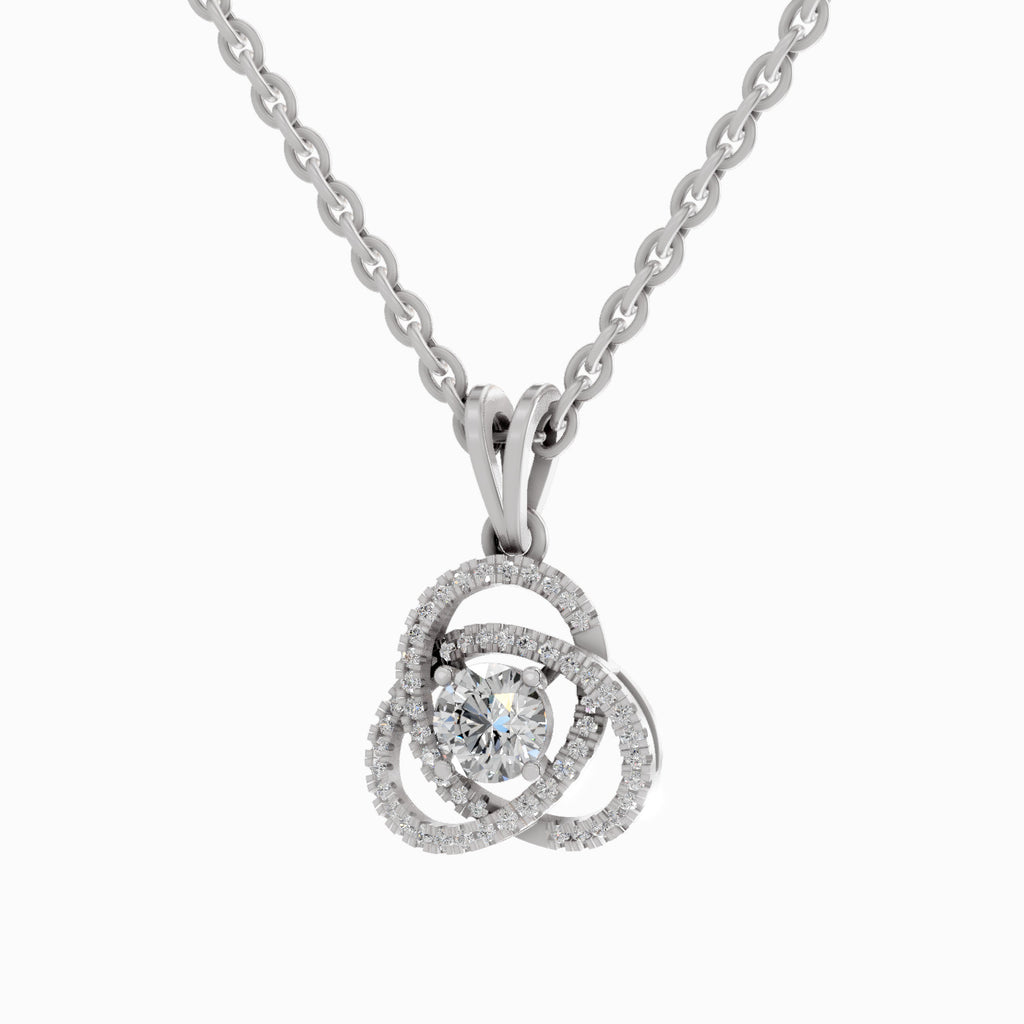 0.50 Carat Infinity Knot Halo Diamond Pendant 14K - White Gold