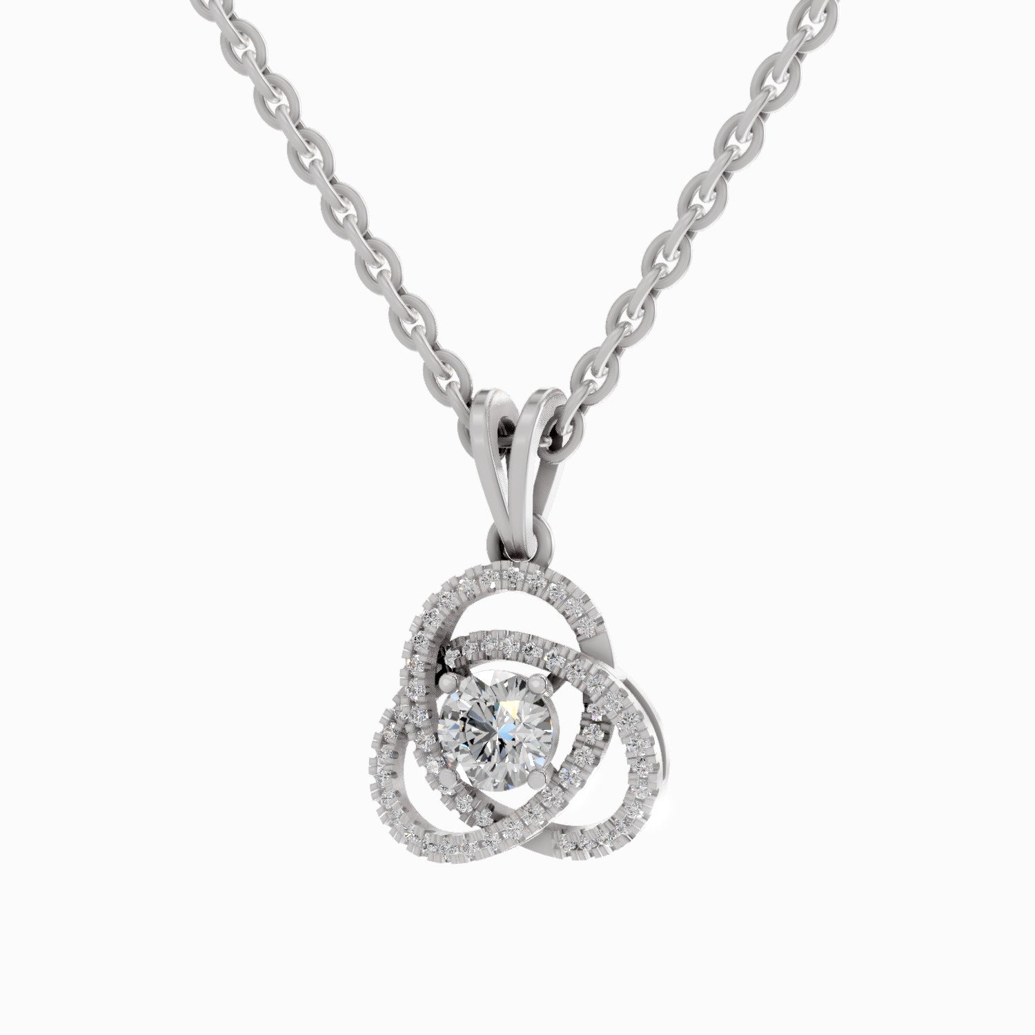 0.50 Carat Infinity Knot Halo Diamond Pendant 14K - White Gold