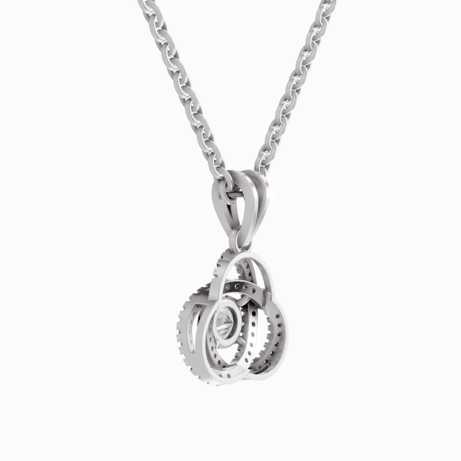 0.50 Carat Infinity Knot Halo Diamond Pendant 14K - White Gold