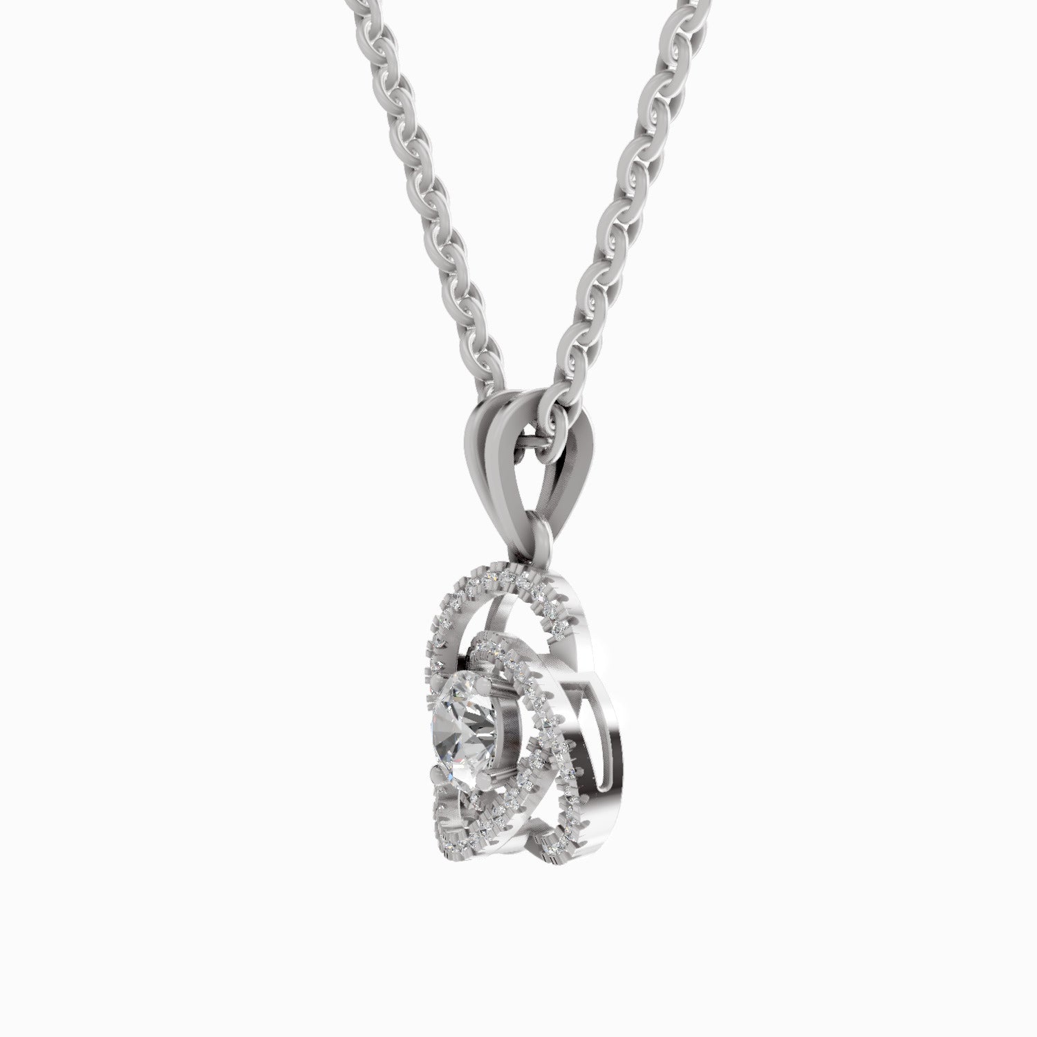 0.50 Carat Infinity Knot Halo Diamond Pendant 14K - White Gold