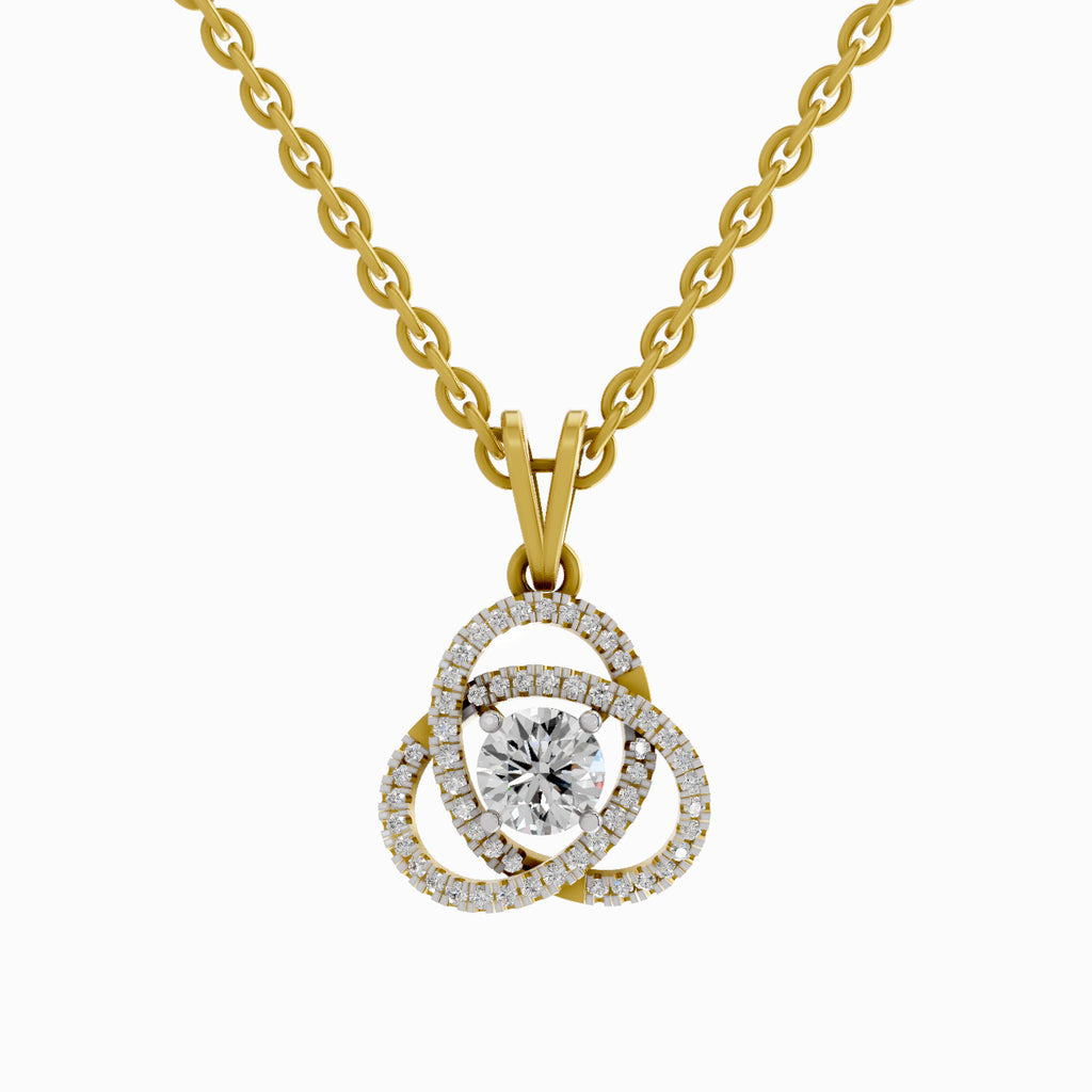 0.50 Carat Infinity Knot Halo Diamond Pendant 14K