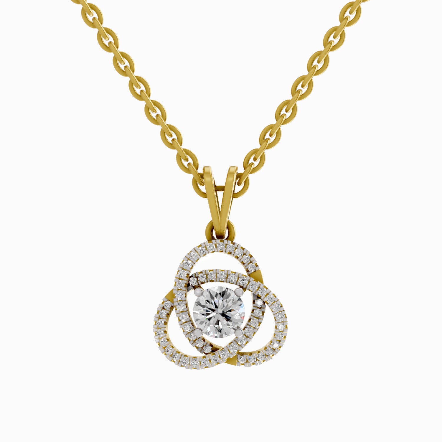 0.50 Carat Infinity Knot Halo Diamond Pendant 14K