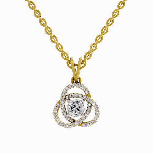 0.50 Carat Infinity Knot Halo Diamond Pendant 14K