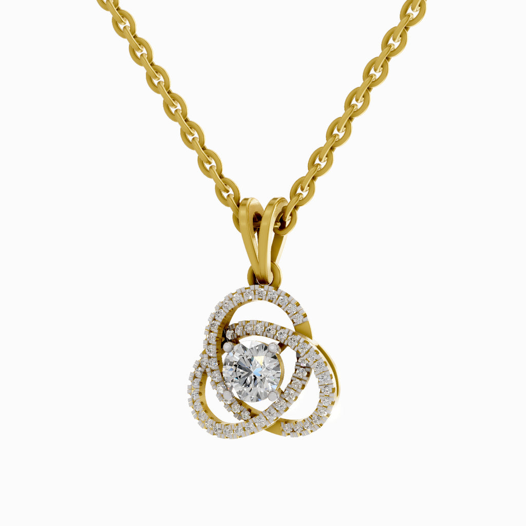0.50 Carat Infinity Knot Halo Diamond Pendant 14K