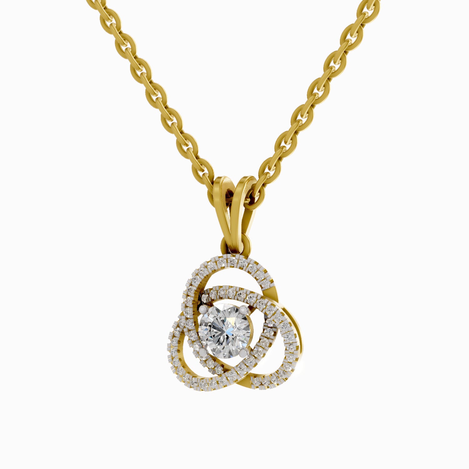 0.50 Carat Infinity Knot Halo Diamond Pendant 14K