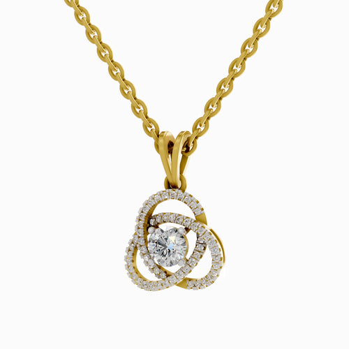 0.50 Carat Infinity Knot Halo Diamond Pendant 14K