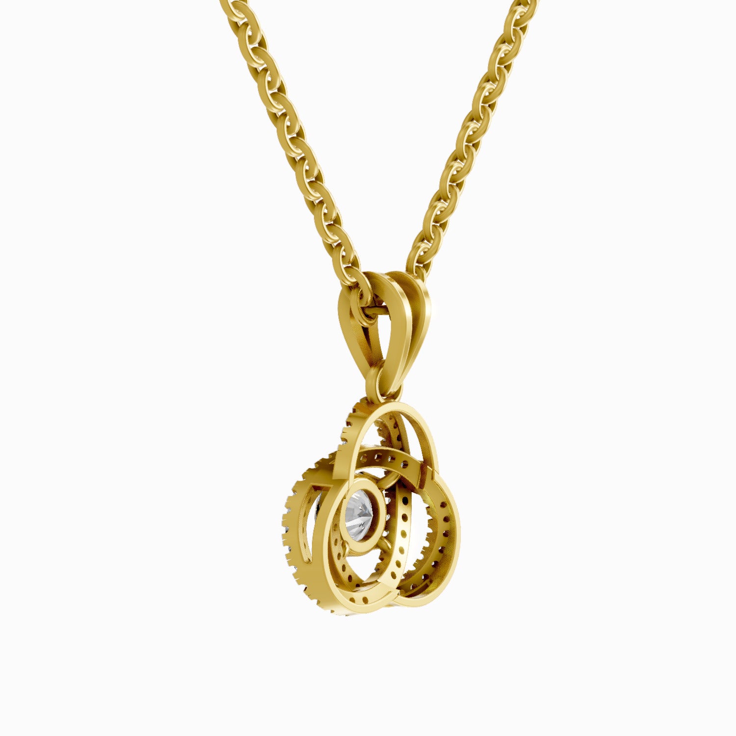 0.50 Carat Infinity Knot Halo Diamond Pendant 14K