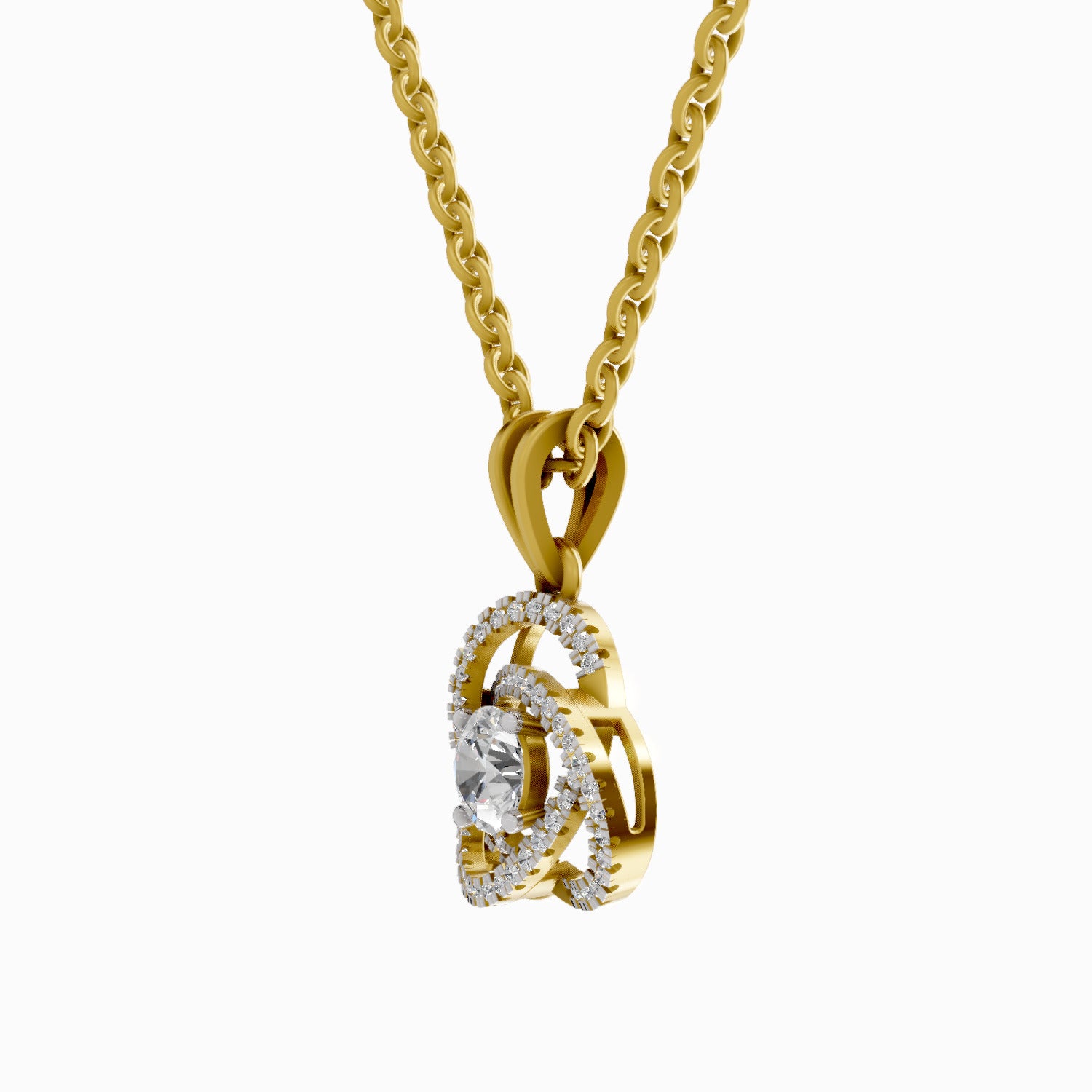 0.50 Carat Infinity Knot Halo Diamond Pendant 14K