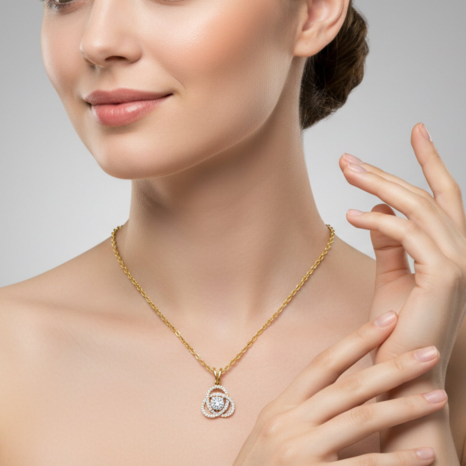 Celestial Knot Halo Diamond Pendant