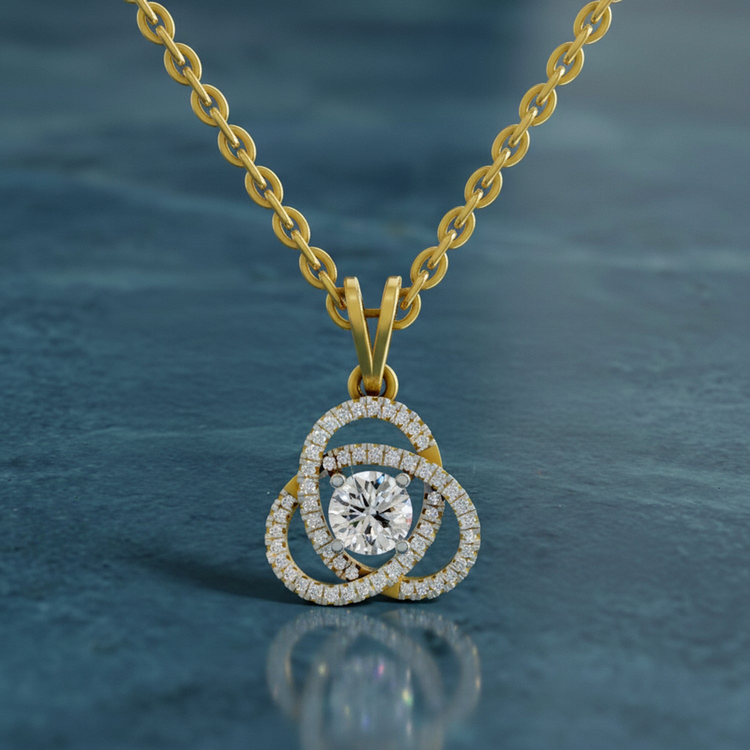 Celestial Knot Halo Diamond Pendant