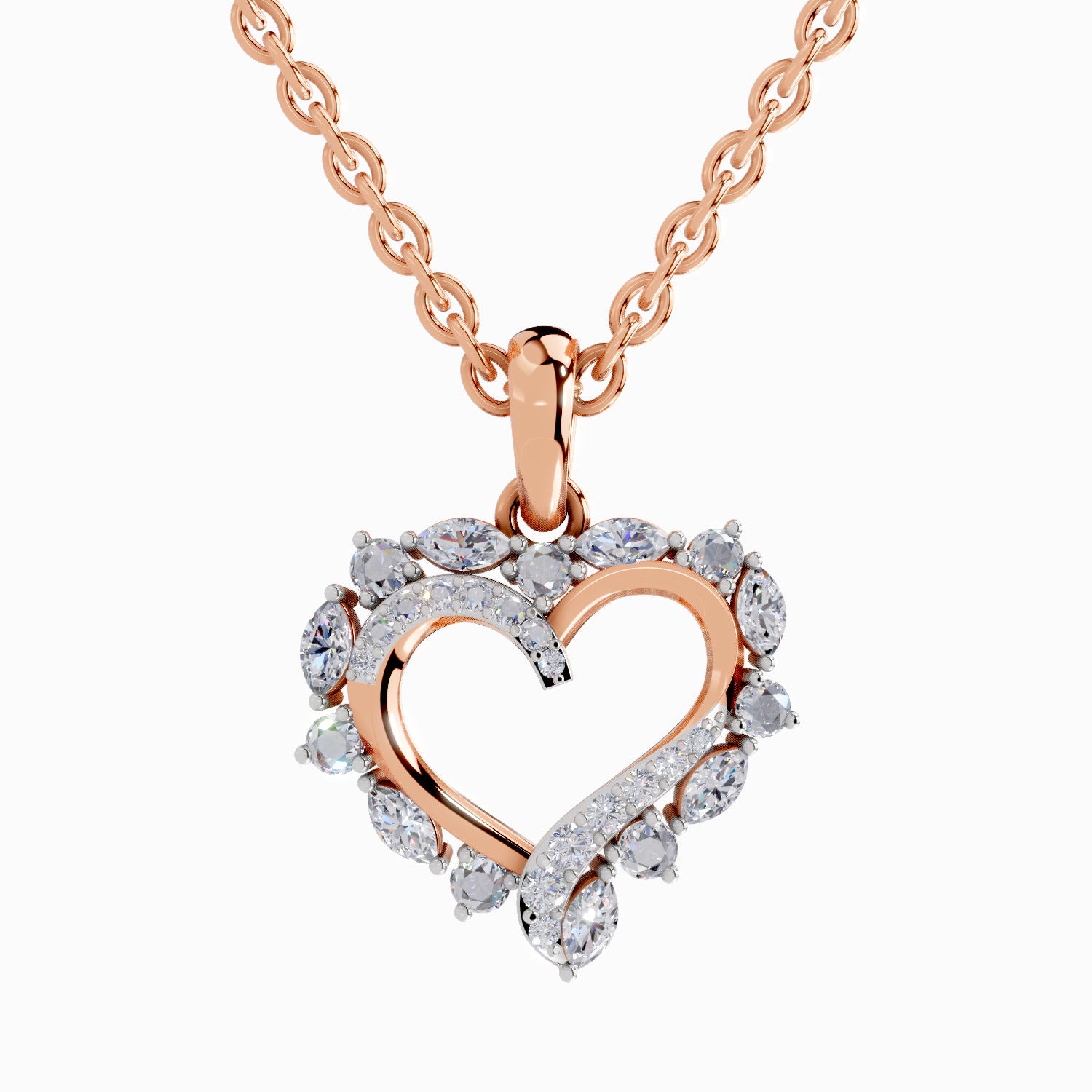0.91 Carat Heart Shape Pendant 14K - Rose Gold