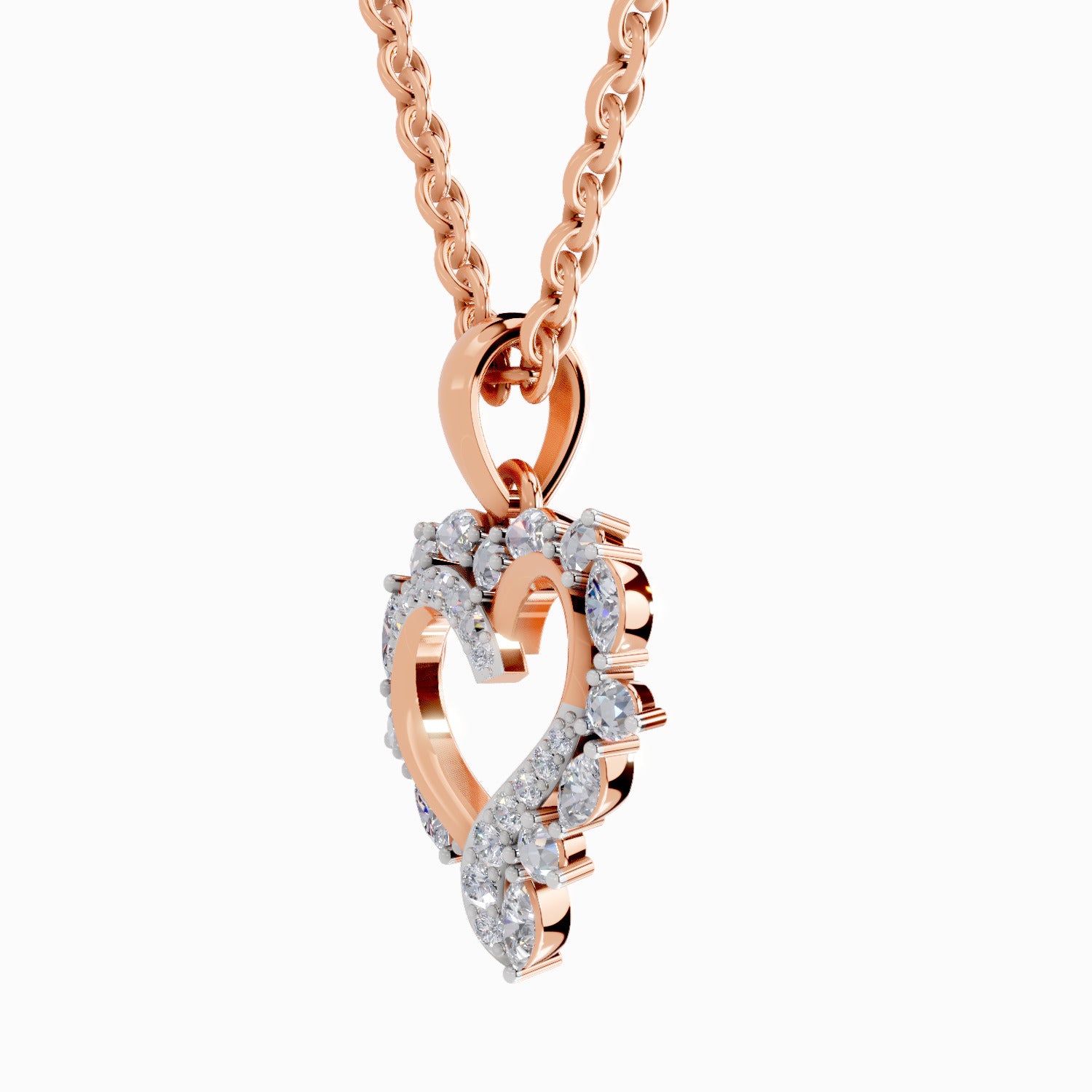0.91 Carat Heart Shape Pendant 14K - Rose Gold