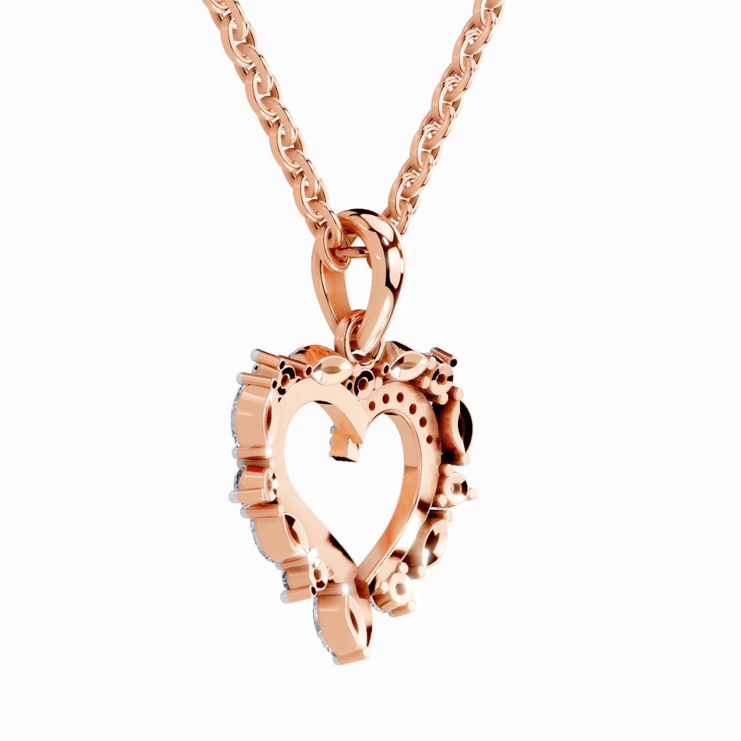 0.91 Carat Heart Shape Pendant 14K - Rose Gold