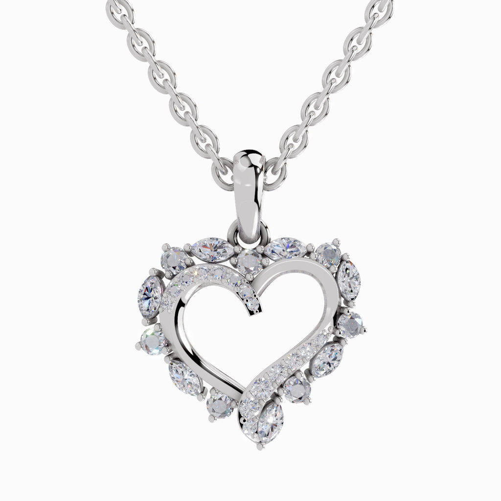 0.91 Carat Heart Shape Pendant 14K - White Gold