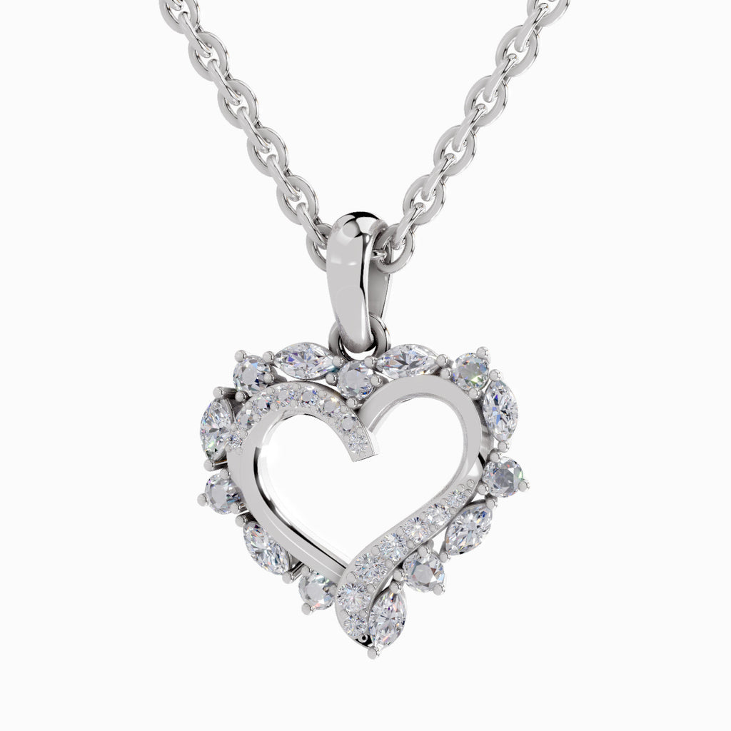 0.91 Carat Heart Shape Pendant 14K - White Gold