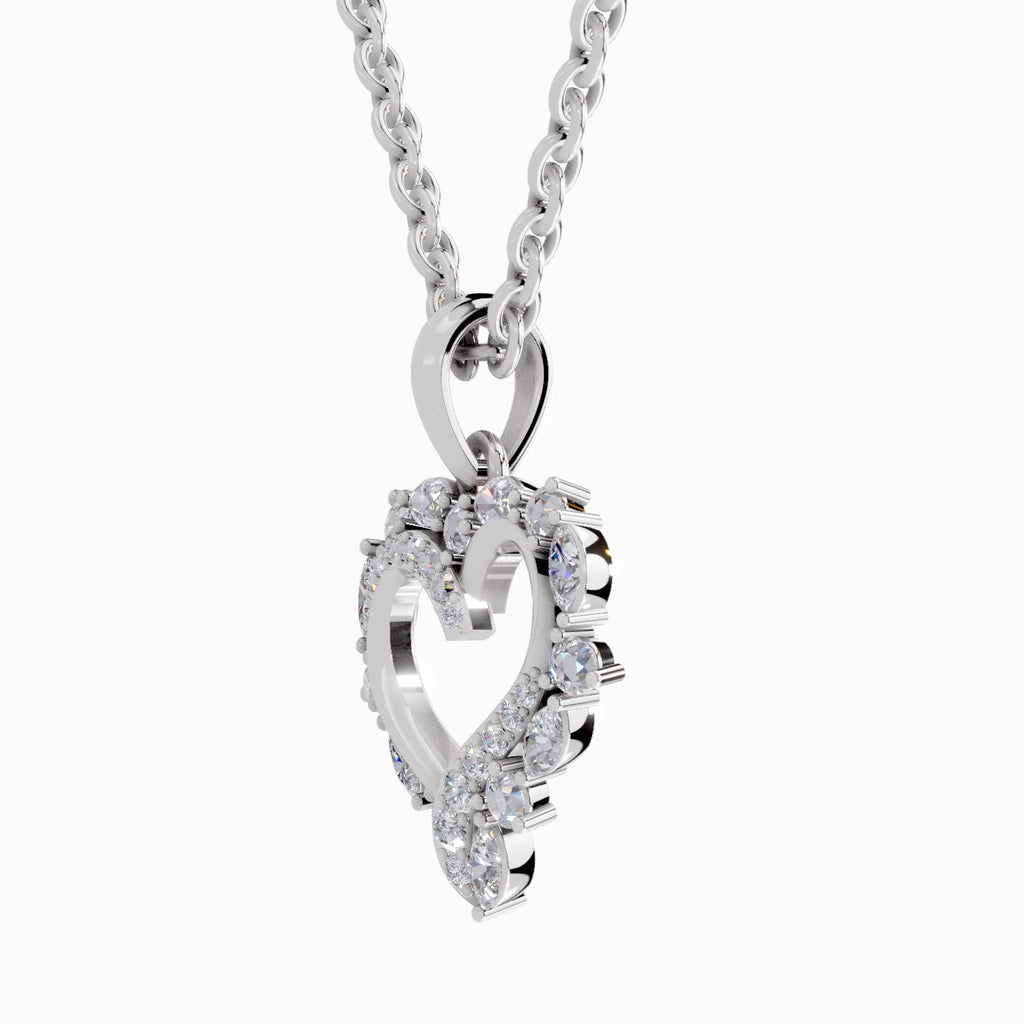 0.91 Carat Heart Shape Pendant 14K - White Gold