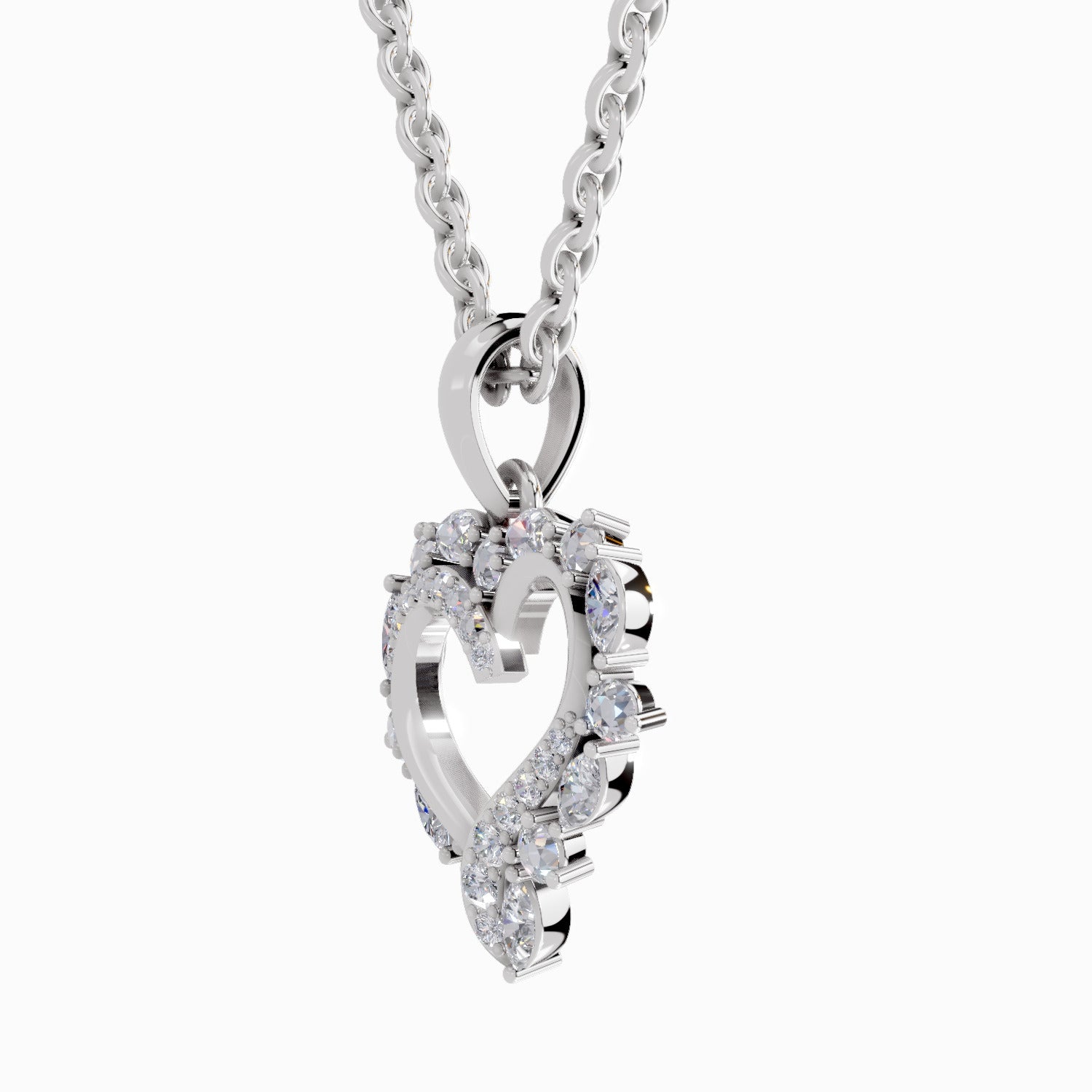 0.91 Carat Heart Shape Pendant 14K - White Gold